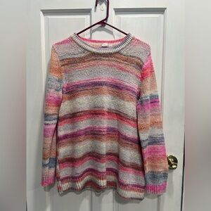 GAP Forever Cozy Tunic Pink Multi Space Dye Long Sleeve Sweater LARGE Pre Loved